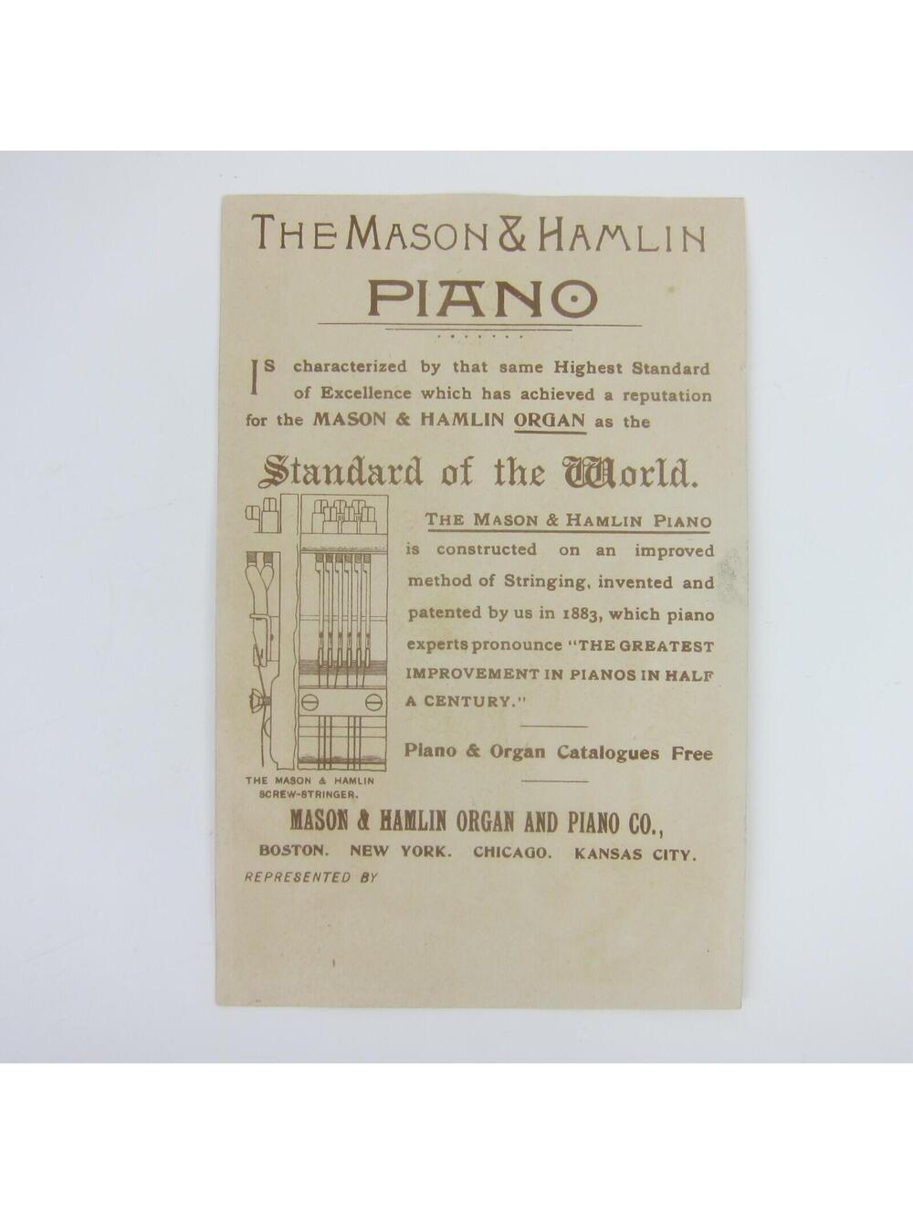 Victorian Trade Card Mason Hamlin Organ Piano Company Girl Dog Cat Antique 1887 - Picture 9 of 15